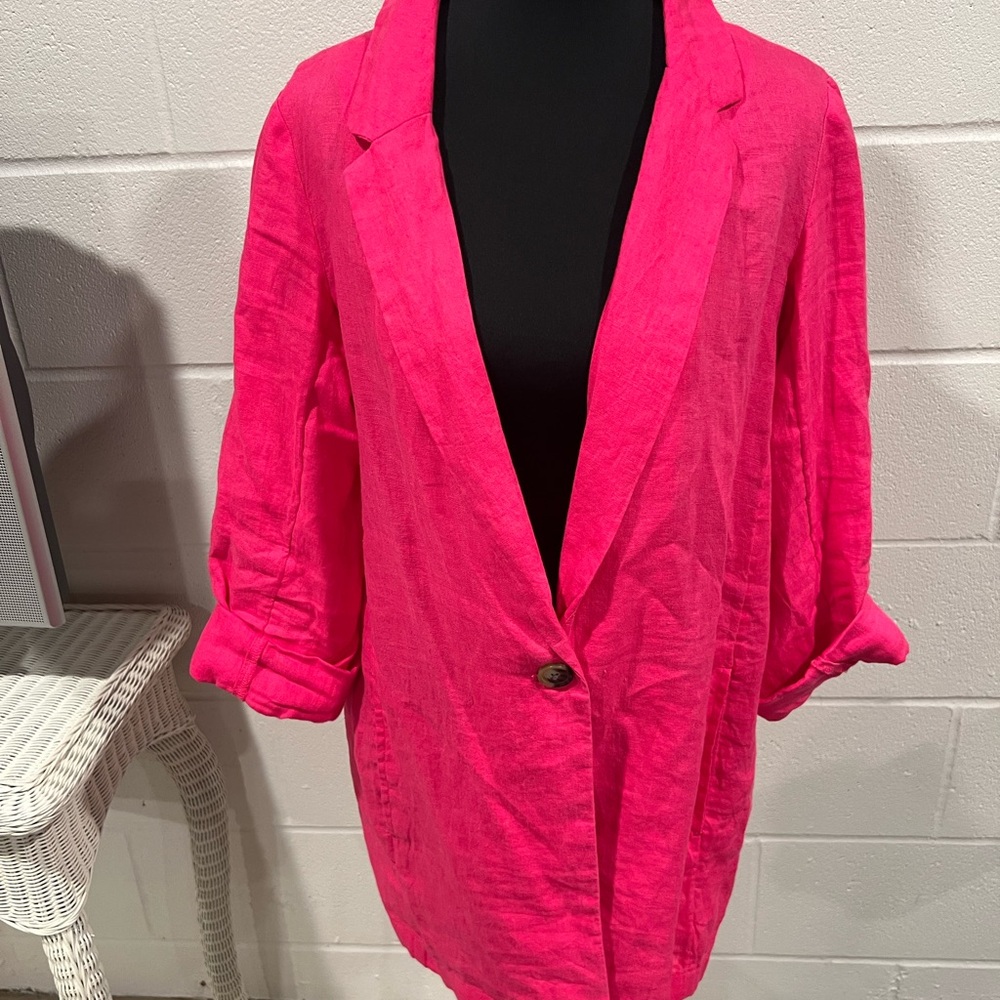Women's Pink Linen Blazer Size Medium